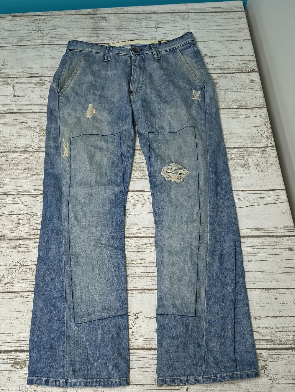 Scott Langton Sporting Tailor Patchwork Jeans Distressed Men Size 32